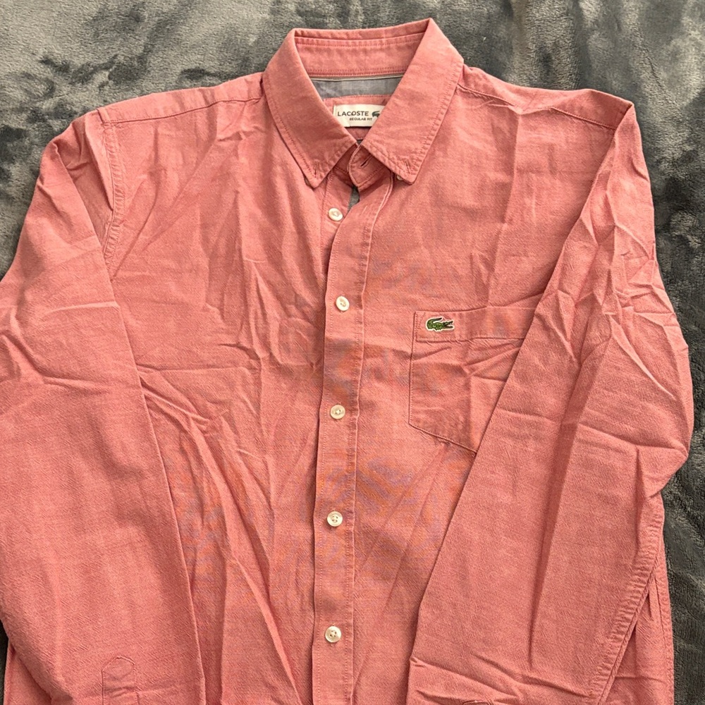 Lacoste Men's Casual Pink Button Down Shirt